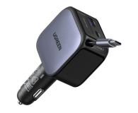 Ładowarka i akumulator UGREEN Ładowarka samochodowa EC603USB-C + USB90W z kablem szara 6941876271399